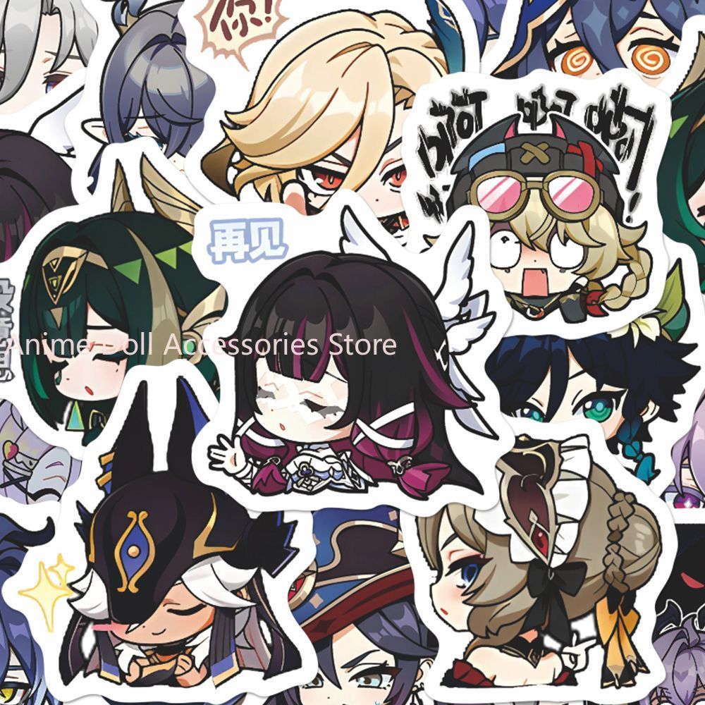 Laptop Accessories Decoration - 64 autocollants Genshin Impact Moon Maiden,
